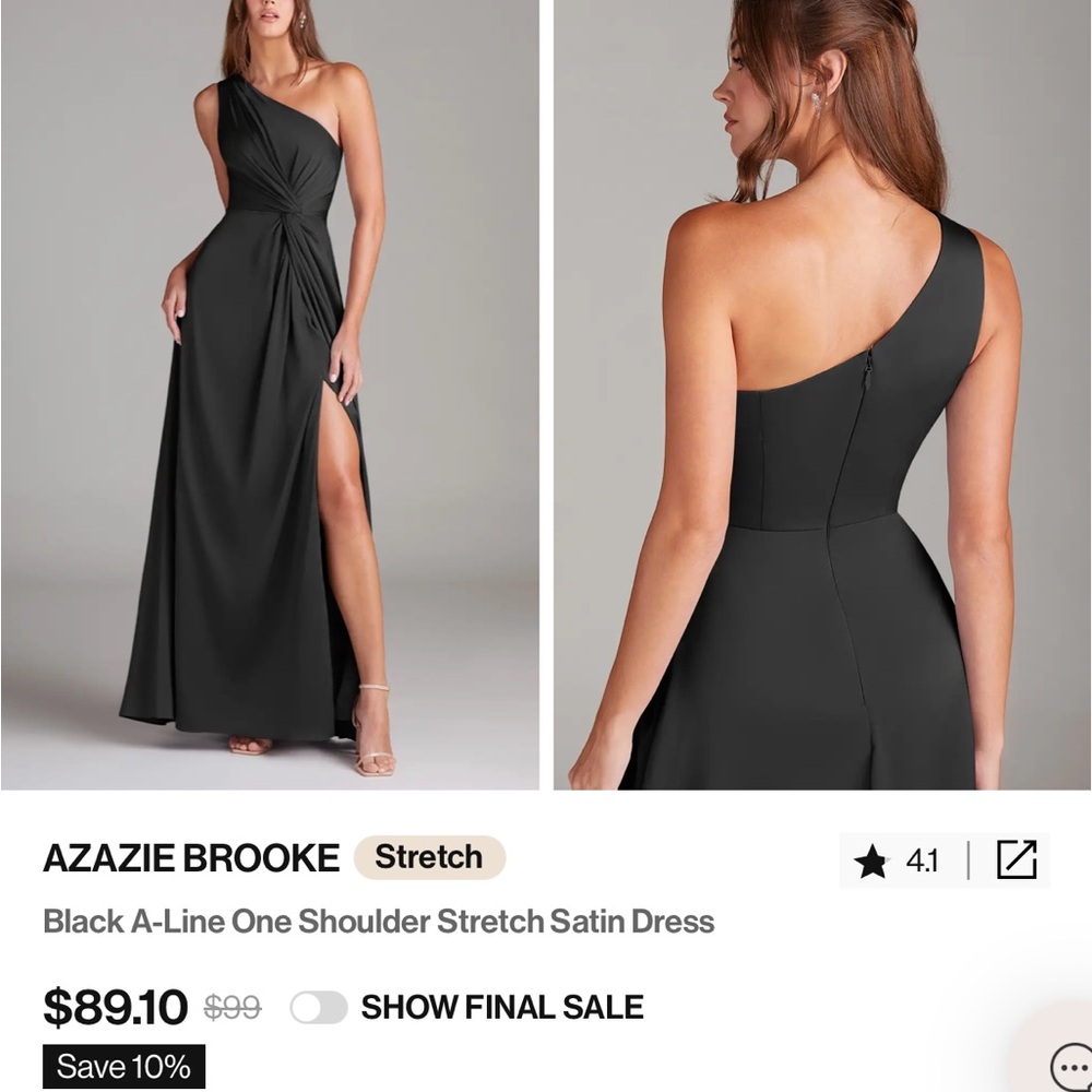 Azazie Brooke Elegant Black One Shoulder Dress
